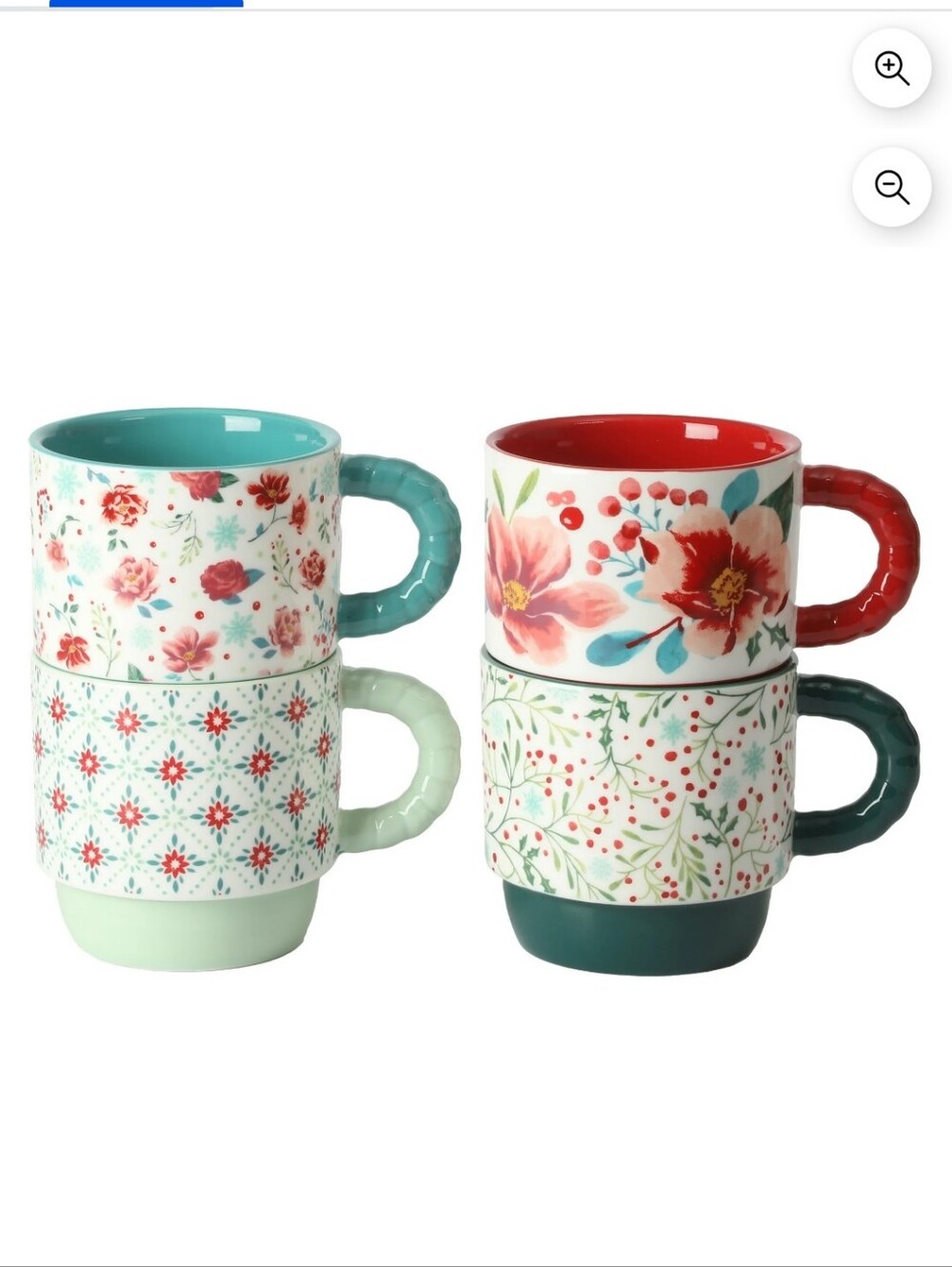 New The Pioneer Woman Merry Meadows Mugs 4 Piece Set